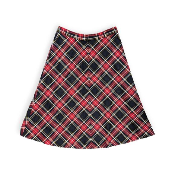 Vintage 70s Wool Blend Plaid Skirt ~ Academia Tartan Past the Knees - Picture 2 of 5